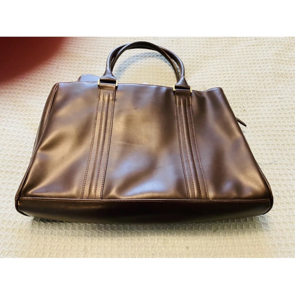 Brown Laptop Bag with Smooth  Finish and Boxy Shape